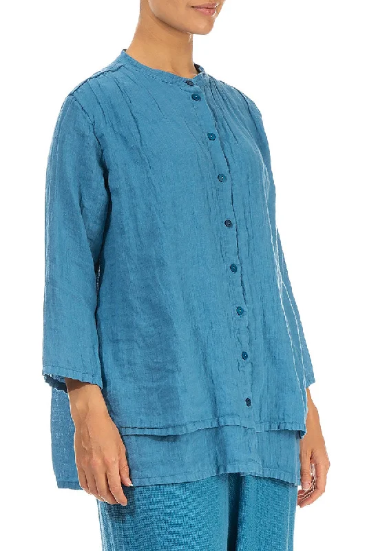 Layered Denim Gauze Linen Shirt