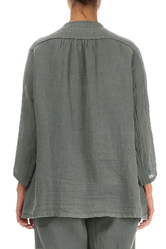 Layered Sage Gauze Linen Shirt