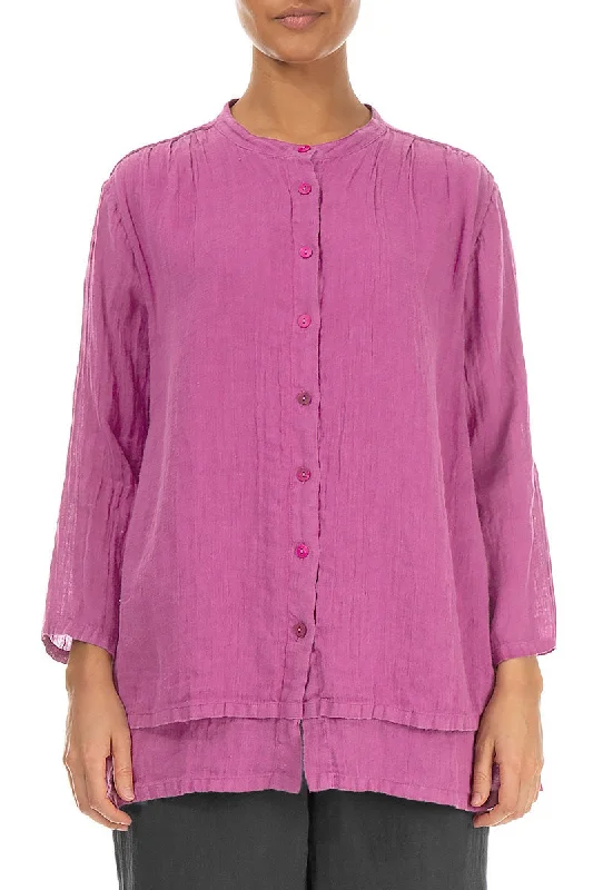 Layered Wild Berry Gauze Linen Shirt