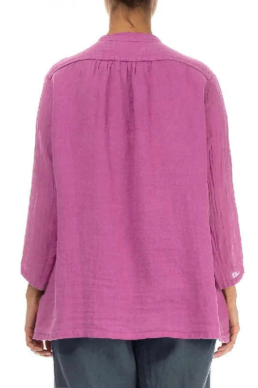 Layered Wild Berry Gauze Linen Shirt