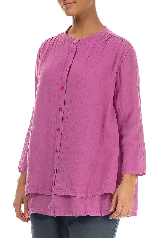 Layered Wild Berry Gauze Linen Shirt