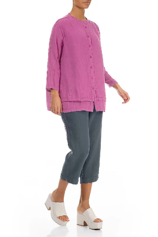 Layered Wild Berry Gauze Linen Shirt