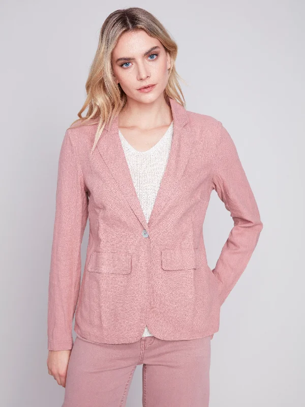 Light Linen Blend Blazer - Woodrose