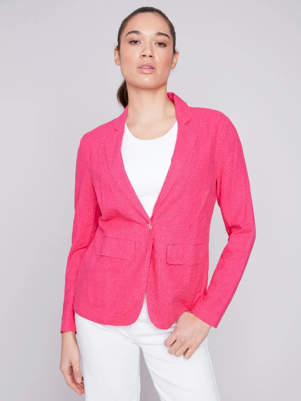 Light Linen Blend Blazer - Punch