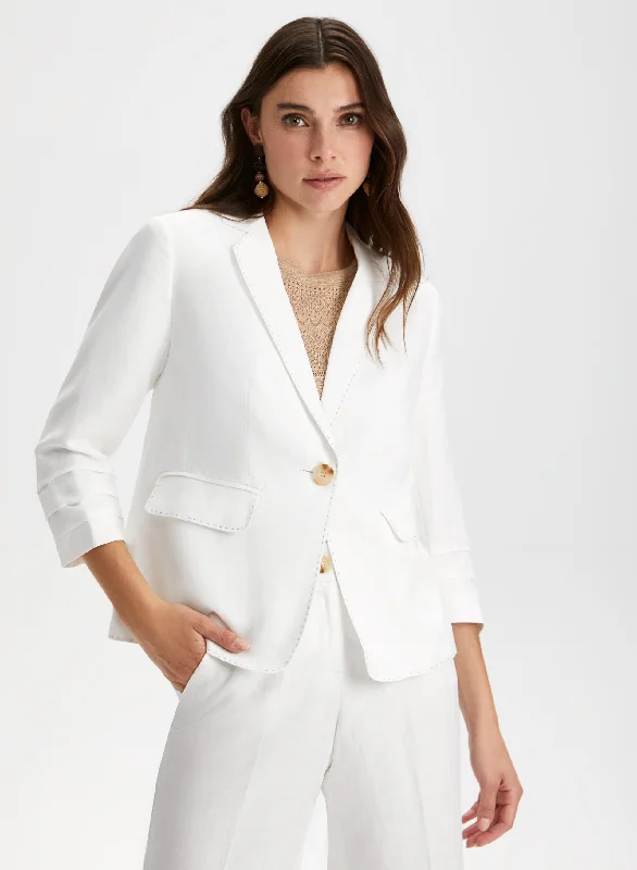 Linen Button Front Blazer