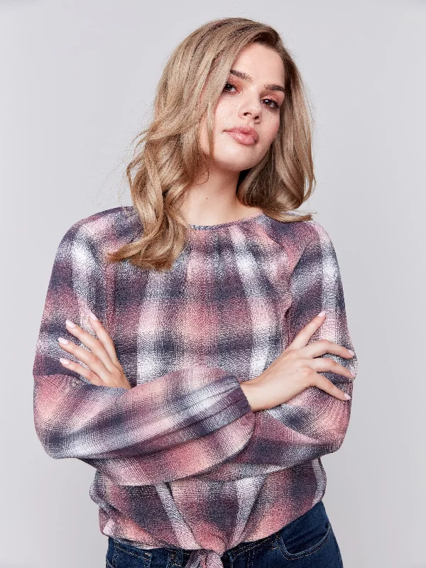 Long-Sleeve Tie-Front Blouse - Quartz