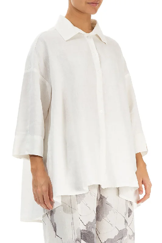 Loose Off White Linen Shirt