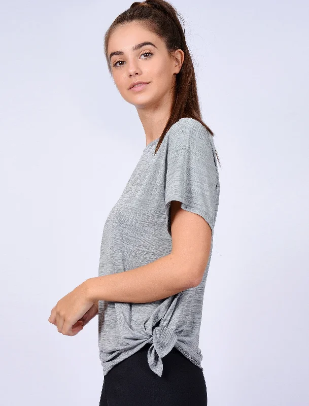 Matella Tie Side Sports Top in Mid Grey Marl - Tokyo Laundry Active