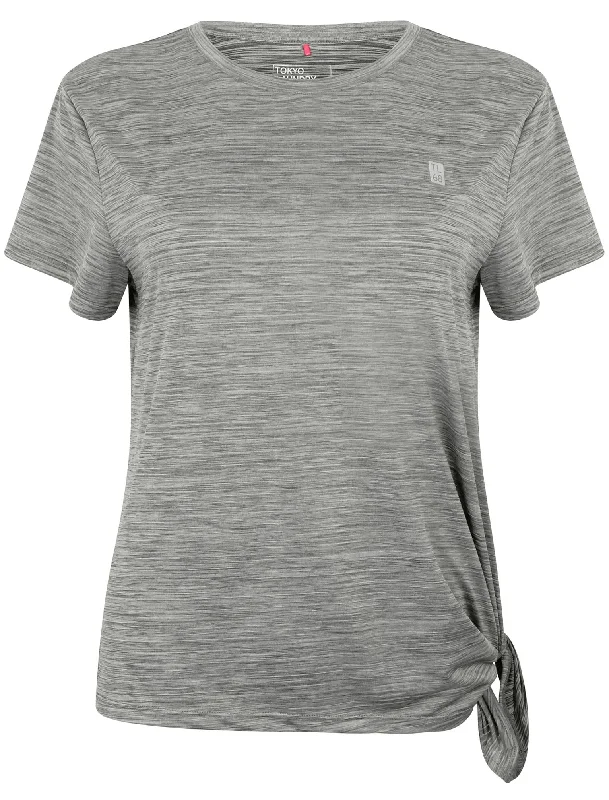 Matella Tie Side Sports Top in Mid Grey Marl - Tokyo Laundry Active