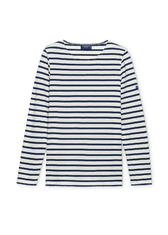 MINQUIDAME - Breton Striped Shirt with Long Sleeve | Soft Cotton | Women Fit (ECRU / NAVY)