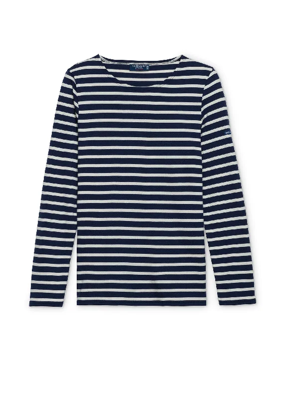 MINQUIDAME - Breton Striped Shirt with Long Sleeve | Soft Cotton | Women Fit (NAVY / ECRU)