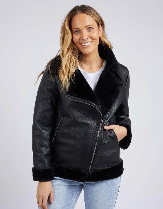 Moto Shearling Jacket - Black