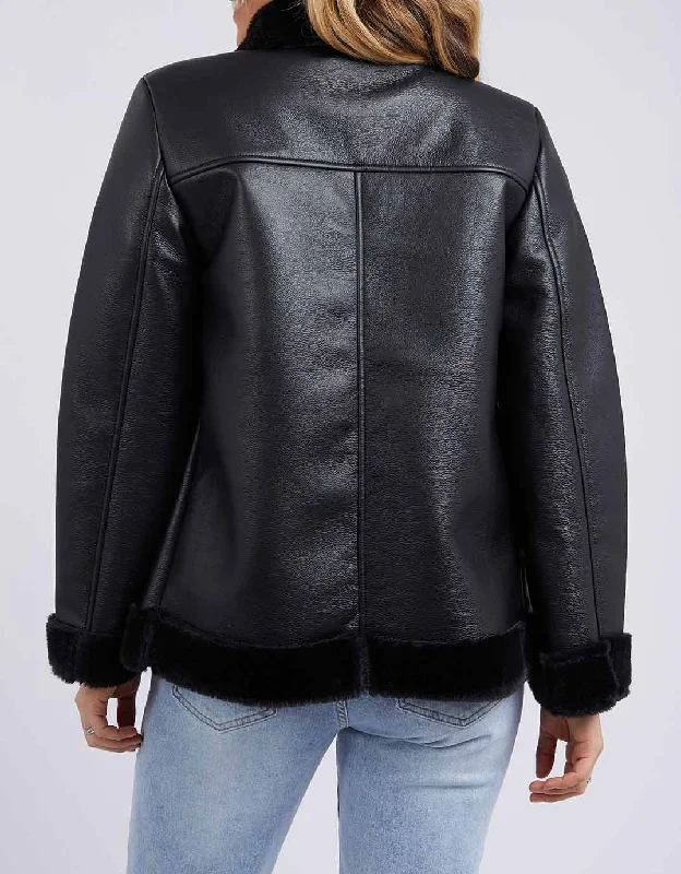 Moto Shearling Jacket - Black