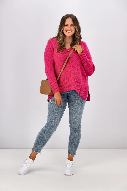 New U Collection Camila V Neck Knit Pink