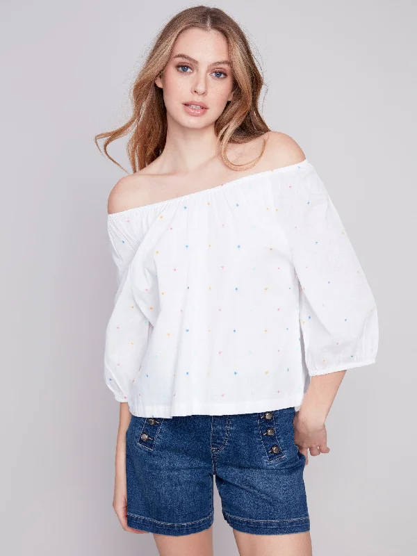 Off-The-Shoulder Cotton Blouse - Riviera