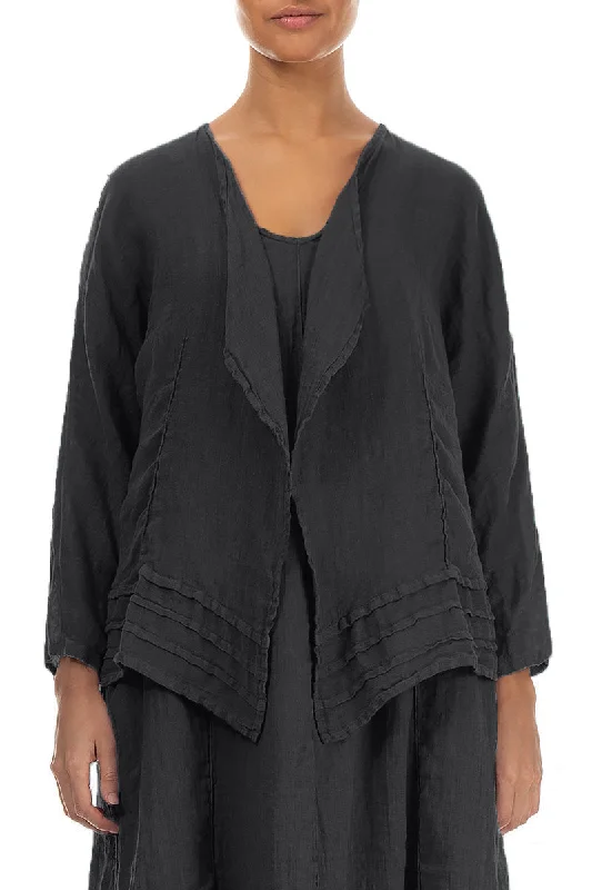 Open Graphite Gauze Linen Jacket