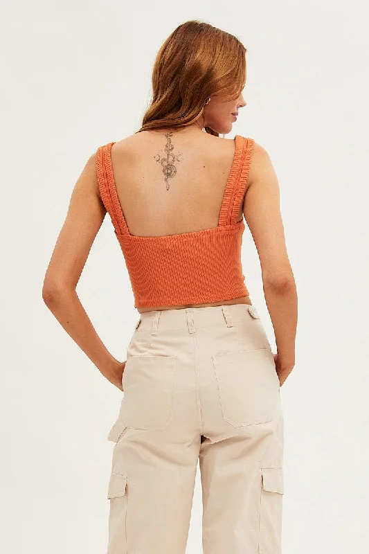 Orange Crop Tank Scoop Neck Sleeveless Cutout