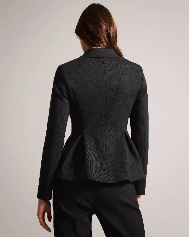 Philiya Peplum Waist Suit Jacket Black