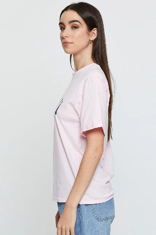 Pink Graphic T Shirt Short Sleeve