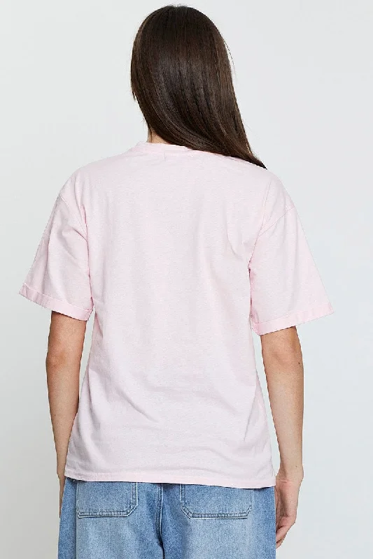 Pink Graphic T Shirt Short Sleeve