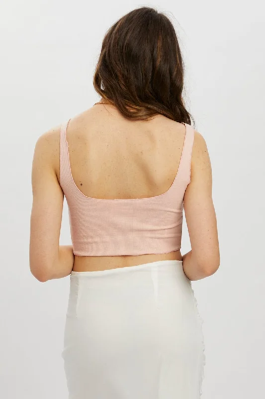 Pink Square Neck Tank