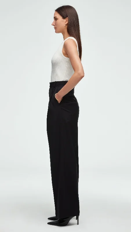 Pleated Trouser in Seasonless Wool | Black