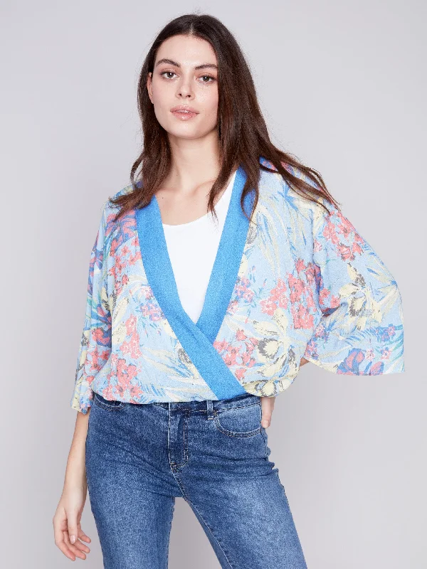 Printed Overlap Blouse - Lillypad