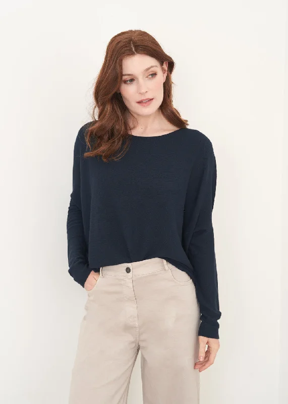 QUINN ROUND NECK SWEATER - DARK BLUE