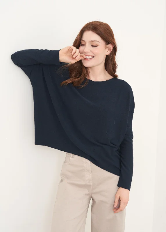 QUINN ROUND NECK SWEATER - DARK BLUE