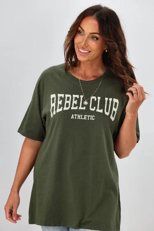 Rebel Club By Shine On Athletic Boyfriend Tee Khaki