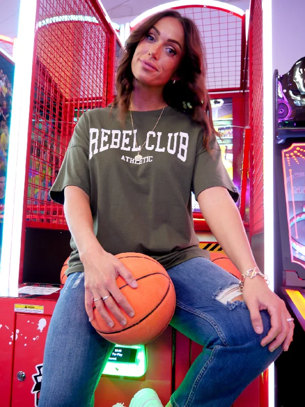 Rebel Club By Shine On Athletic Boyfriend Tee Khaki