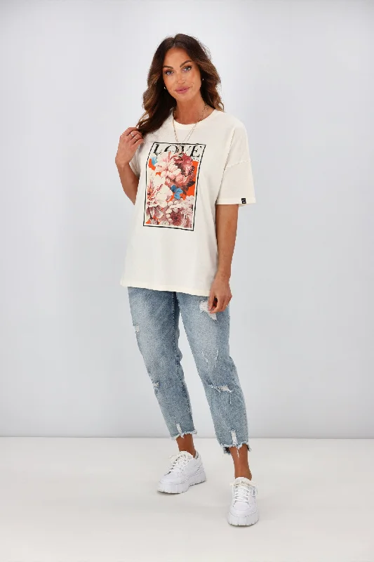 Rebel Club by Shine On Vogue Love Boyfriend Tee Off White