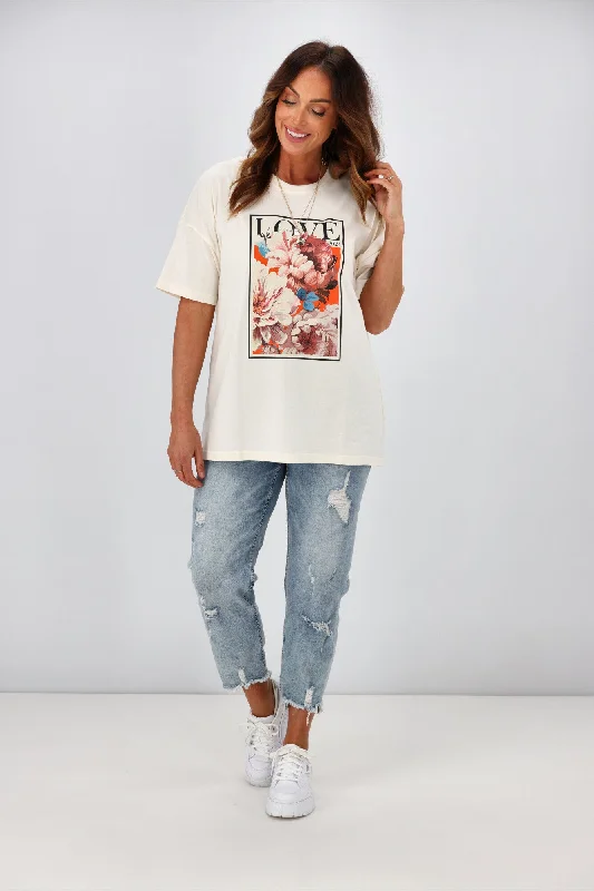 Rebel Club by Shine On Vogue Love Boyfriend Tee Off White