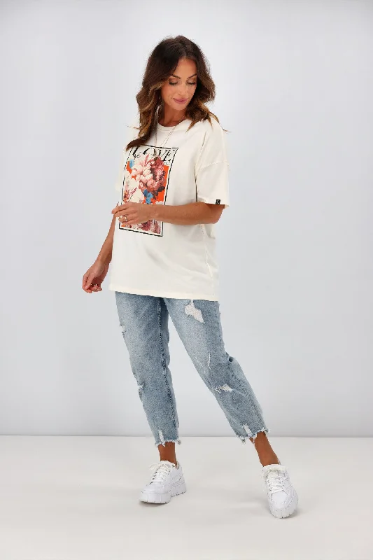 Rebel Club by Shine On Vogue Love Boyfriend Tee Off White