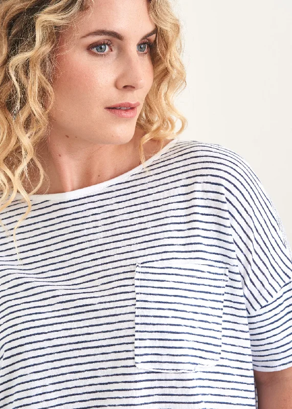 ROOKE STRIPED BOXY T-SHIRT - GREY