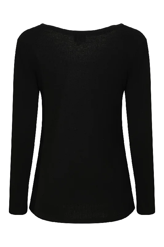 Rouched front Poly Cotton Rib Top | BLACK | 6557ZR