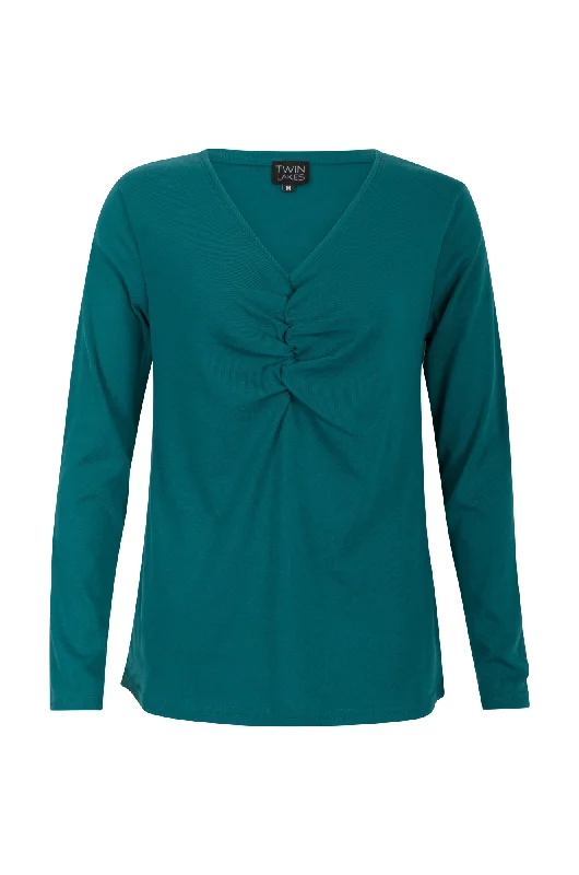 Rouched front Poly Cotton Rib Top | JADE | 6557ZR