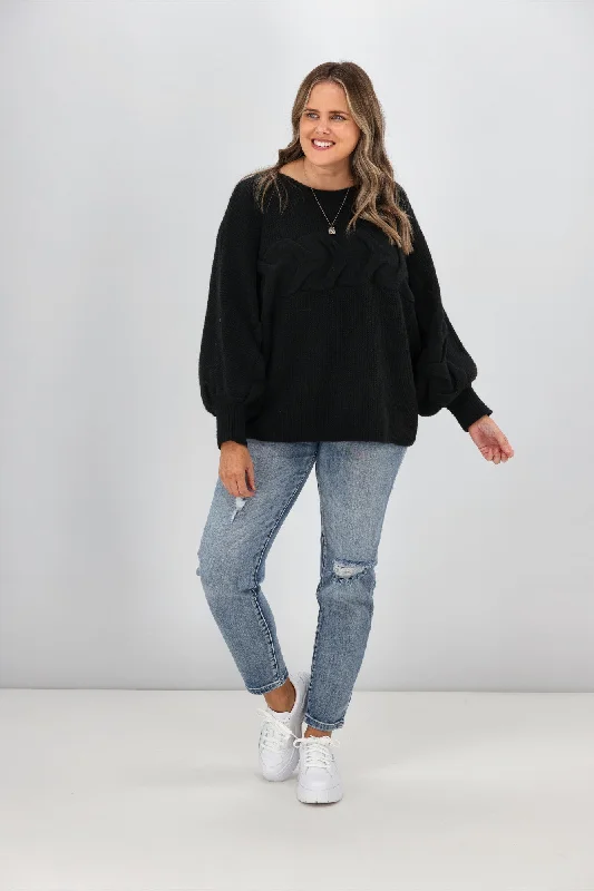 Sass Belinda Chunky Cable Knit Black