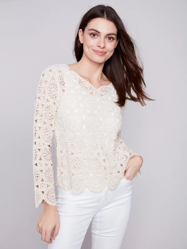 Scalloped Crochet Top - Natural