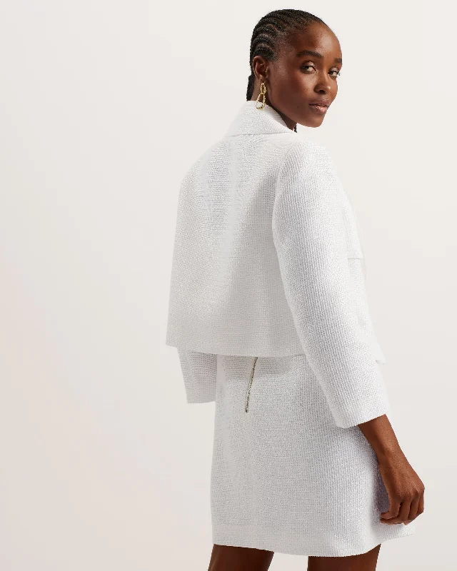 Shiroi Cropped Woven Tailored Jacket White