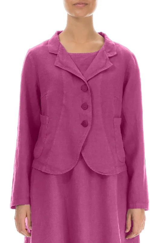 Buttoned Wild Berry Linen Jacket