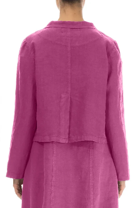 Buttoned Wild Berry Linen Jacket