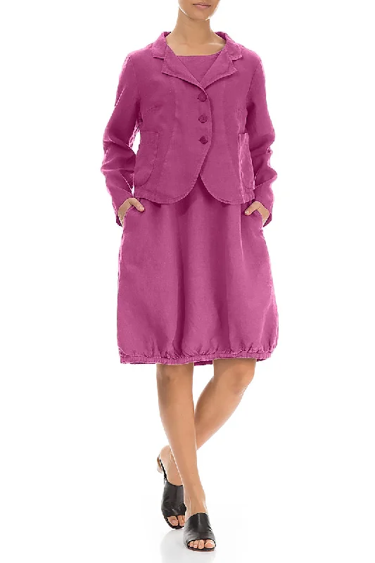 Buttoned Wild Berry Linen Jacket