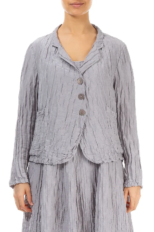 Short Crinkled Lilac Grey Silk Jacket