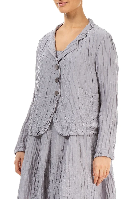 Short Crinkled Lilac Grey Silk Jacket