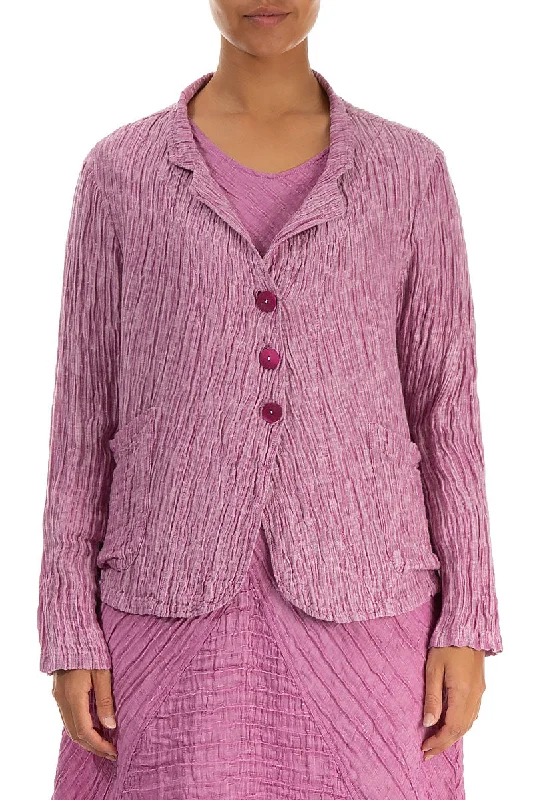 Short Crinkled Wild Berry Silk Jacket