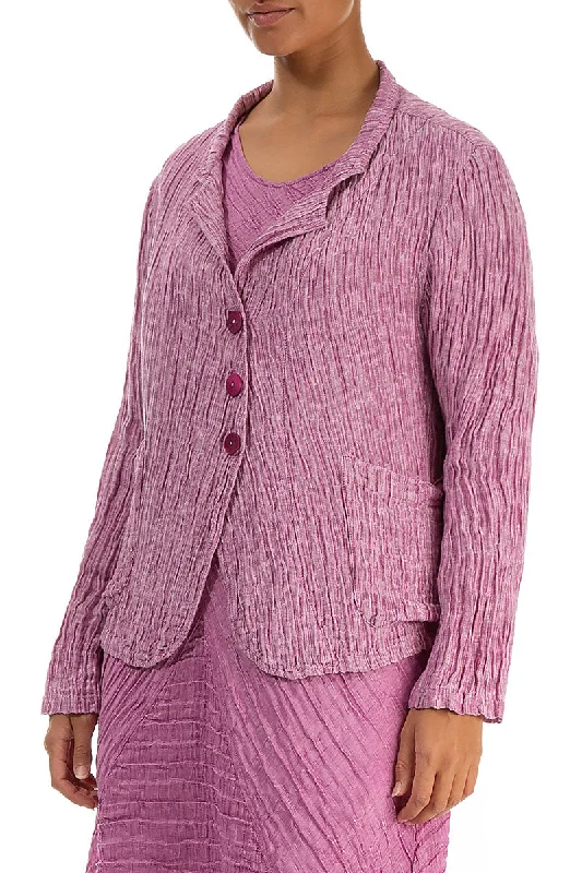 Short Crinkled Wild Berry Silk Jacket