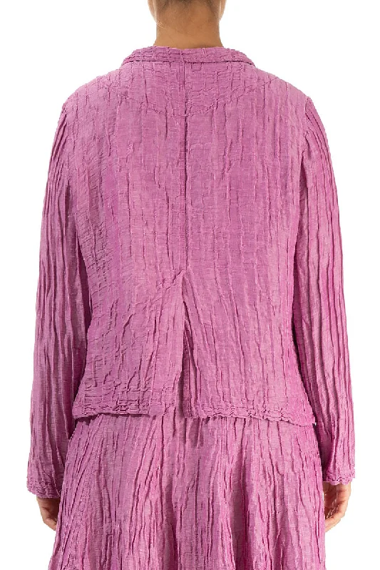 Short Crinkled Wild Berry Silk Linen Jacket