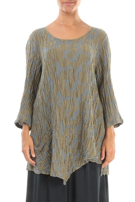 Side Pocket Silver Sage Circle Silk Linen Tunic