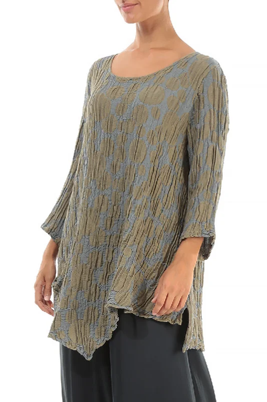 Side Pocket Silver Sage Circle Silk Linen Tunic